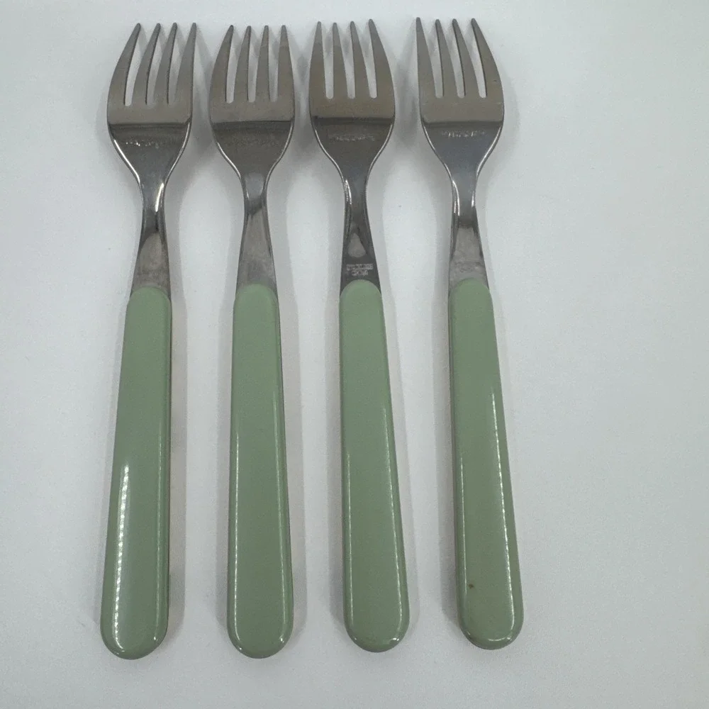 4‎ Pfaltzgraff Flower Garden Dinner Forks Plastic/Stainless Country Floral